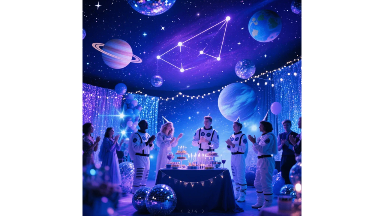 Thème de fête d'anniversaire sur l'espace et la galaxie