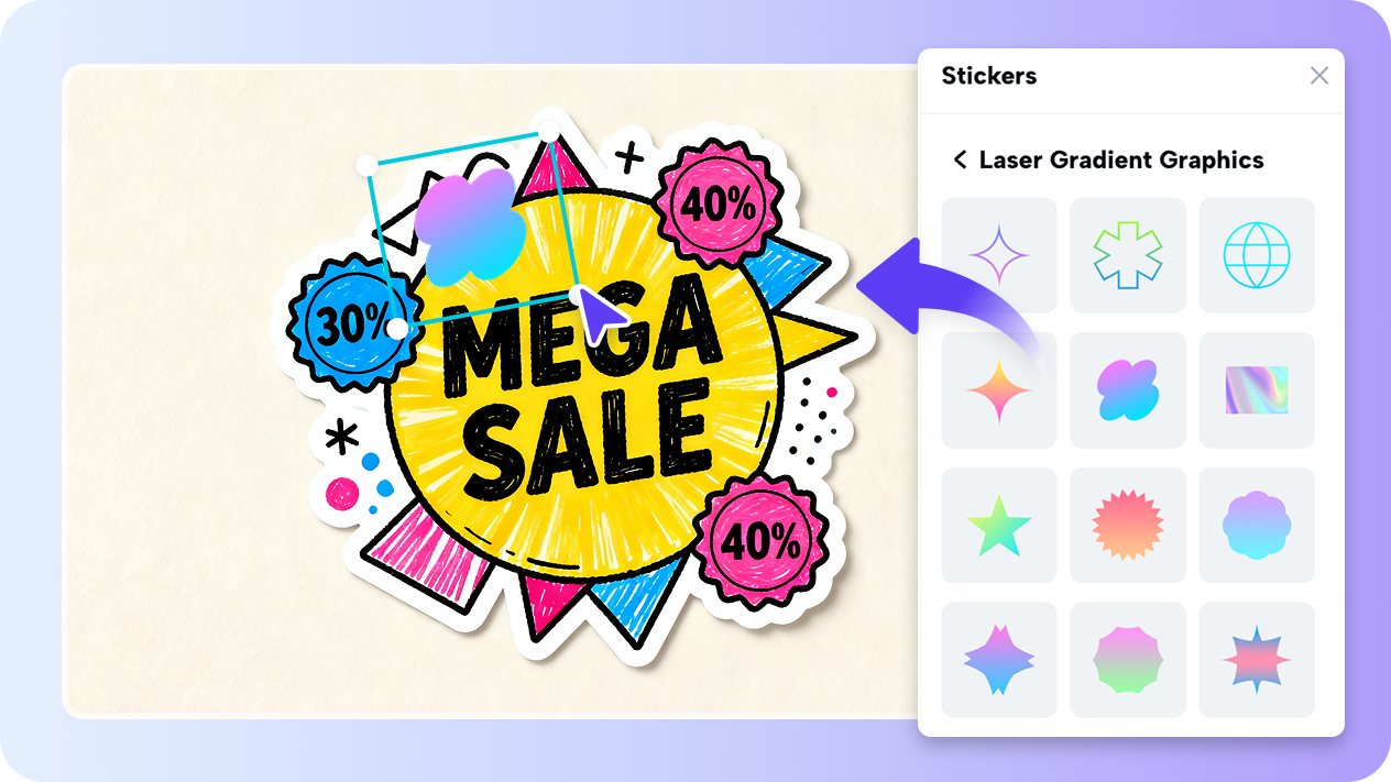 CapCut built-in copyright-free stickers and icons