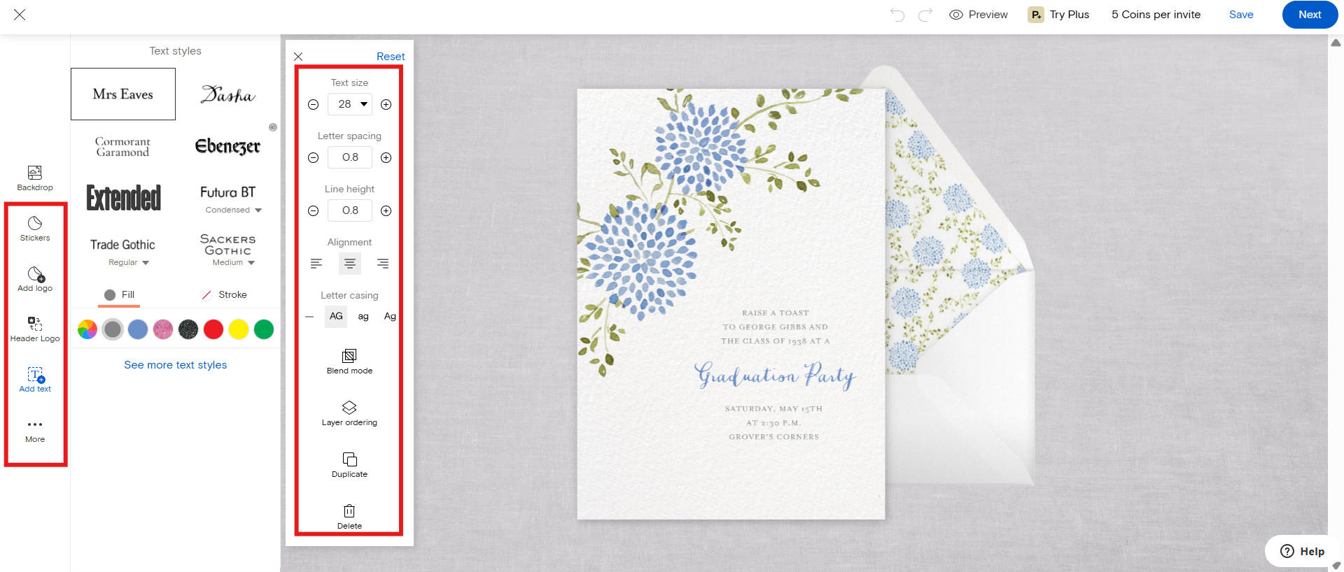 Personalizar para hacer un diseño de tarjeta de convocatoria