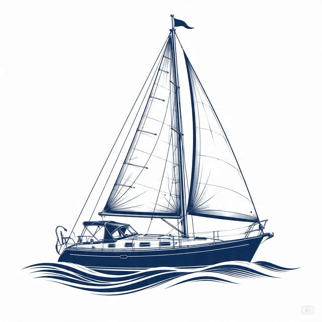 Sailboat logo illustration generated by Pippit