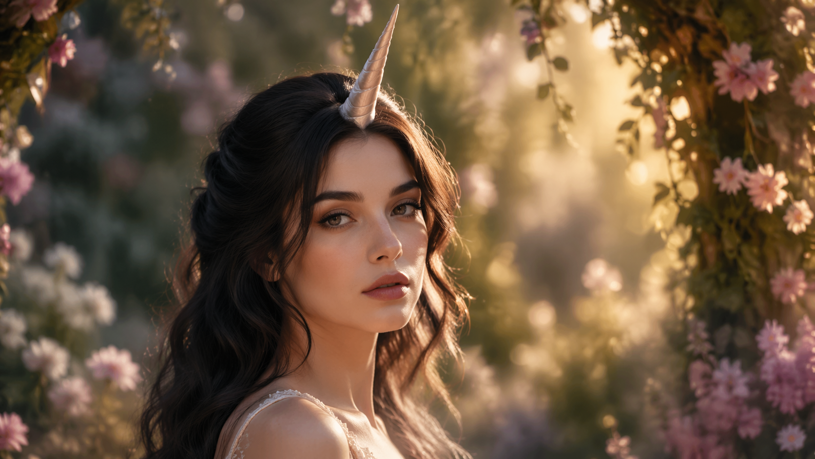 Dreamina add unicorn horn to photo prompt example 2: Photoreal unicorn horn