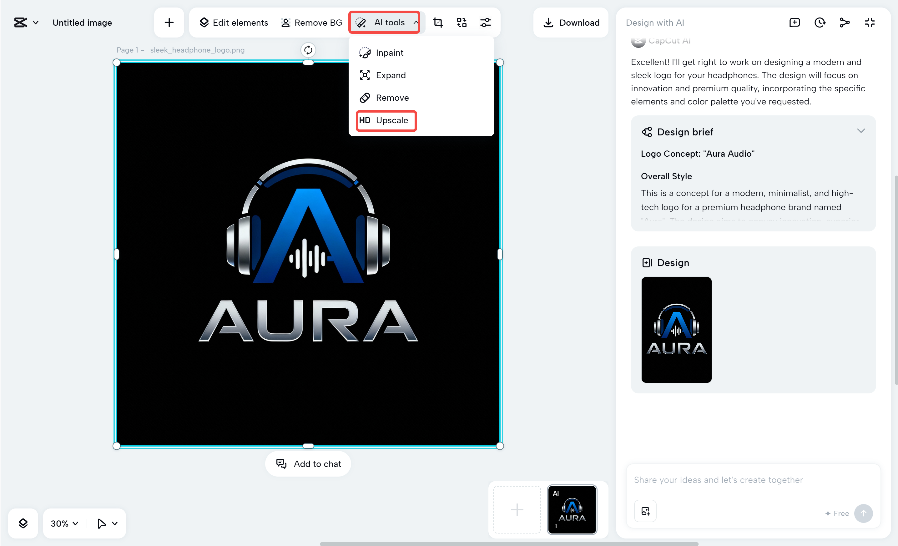 Dostosowywanie logo za pomocą CapCut komputerowego edytora wideo
