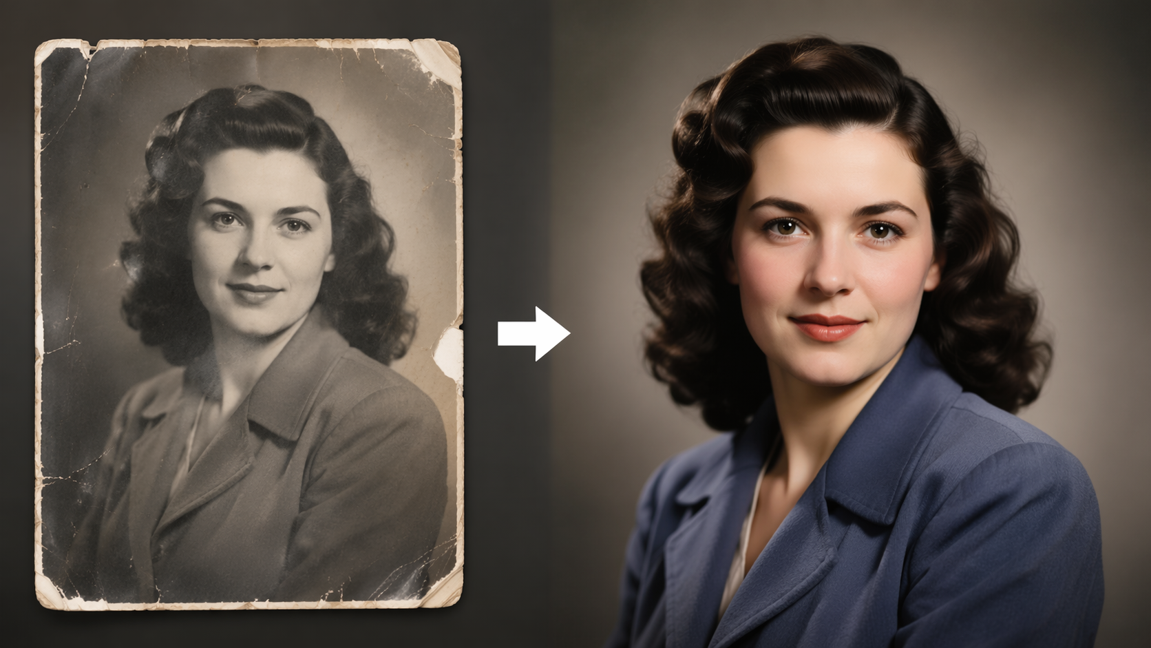 Dreamina old photo to new photo AI prompt prompt example 6: Archival Portrait Repair