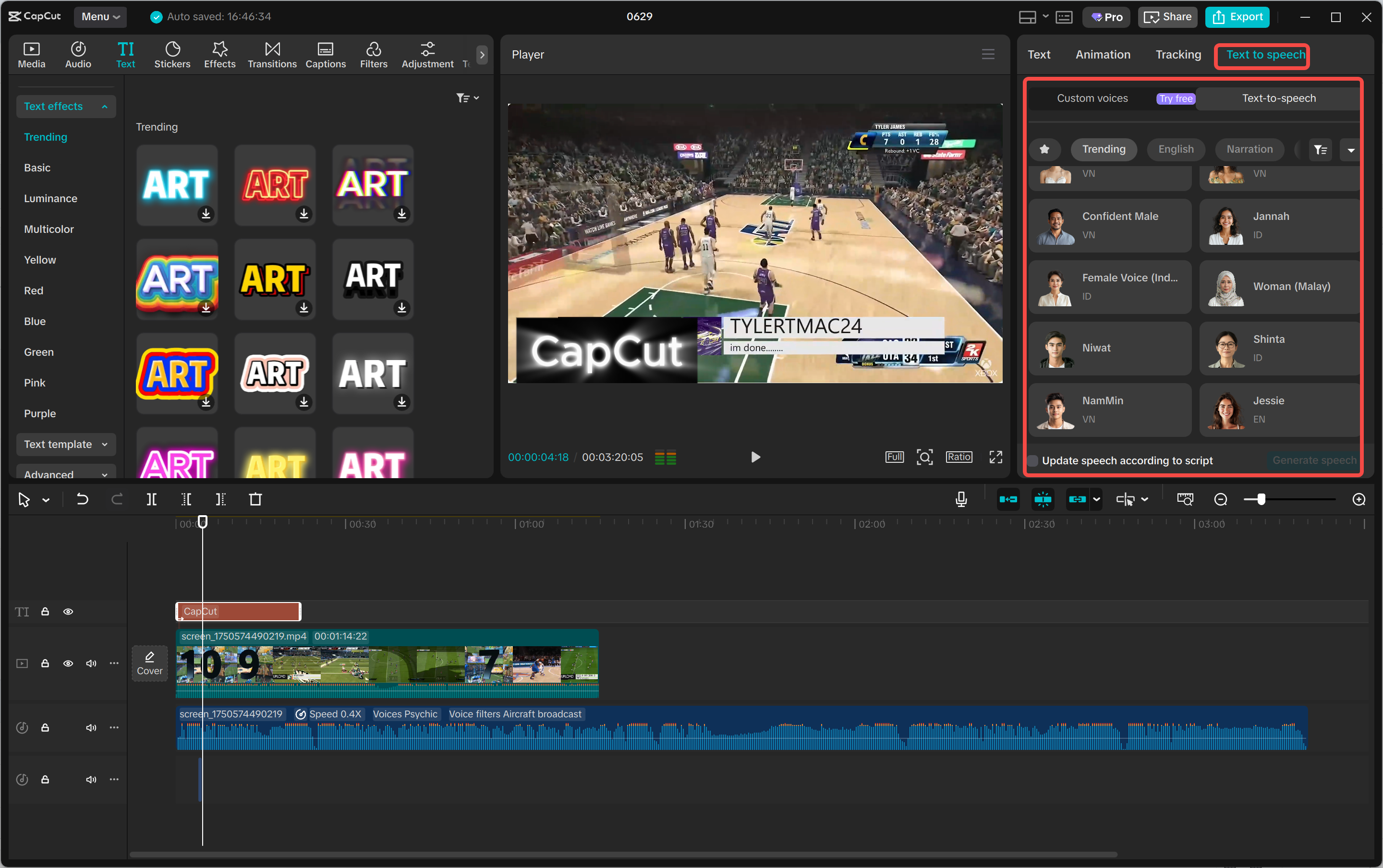 CapCut interfaz que muestra la pantalla de carga de video.