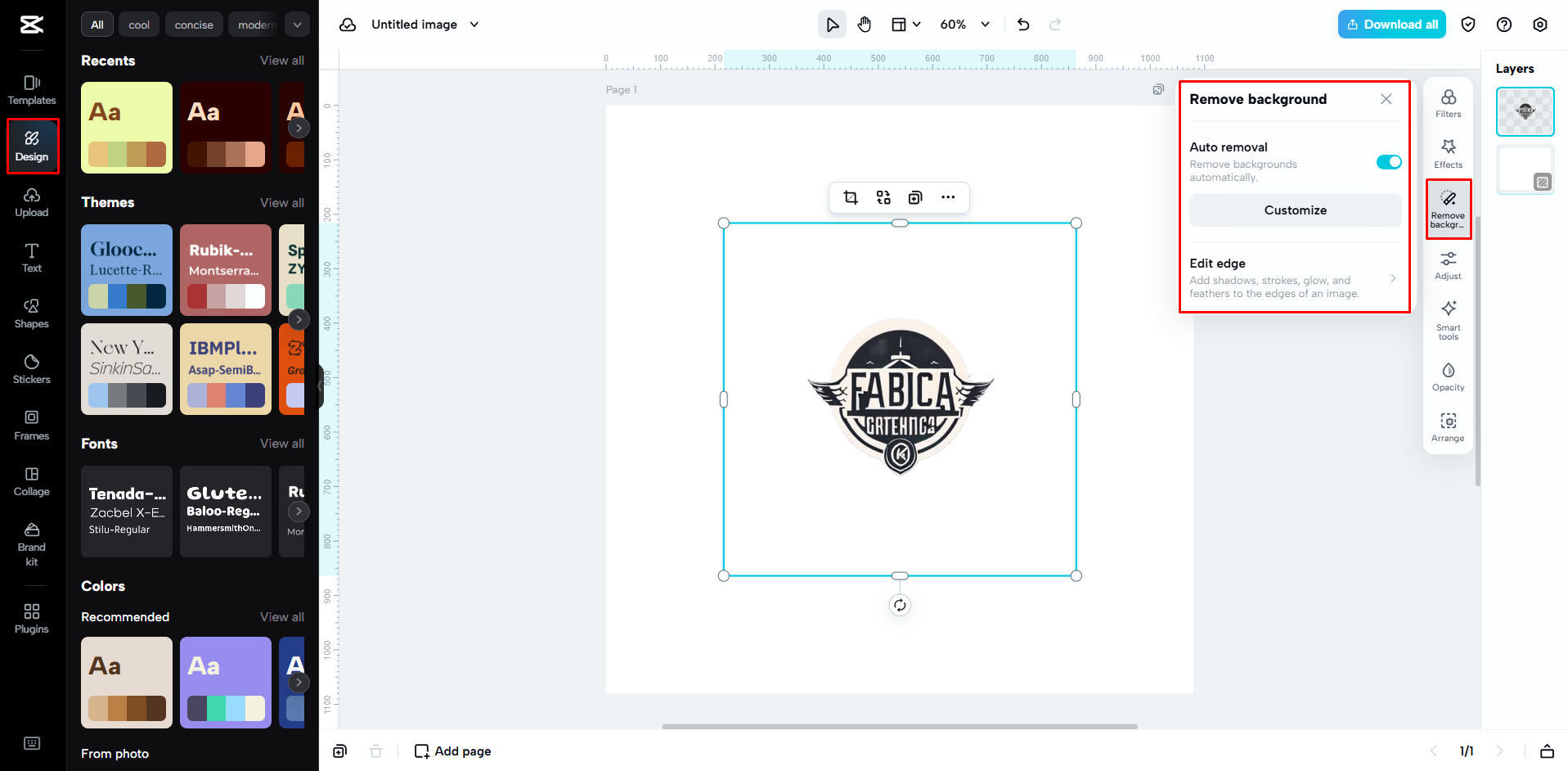 Personalizzare il design del logo con CapCut Web