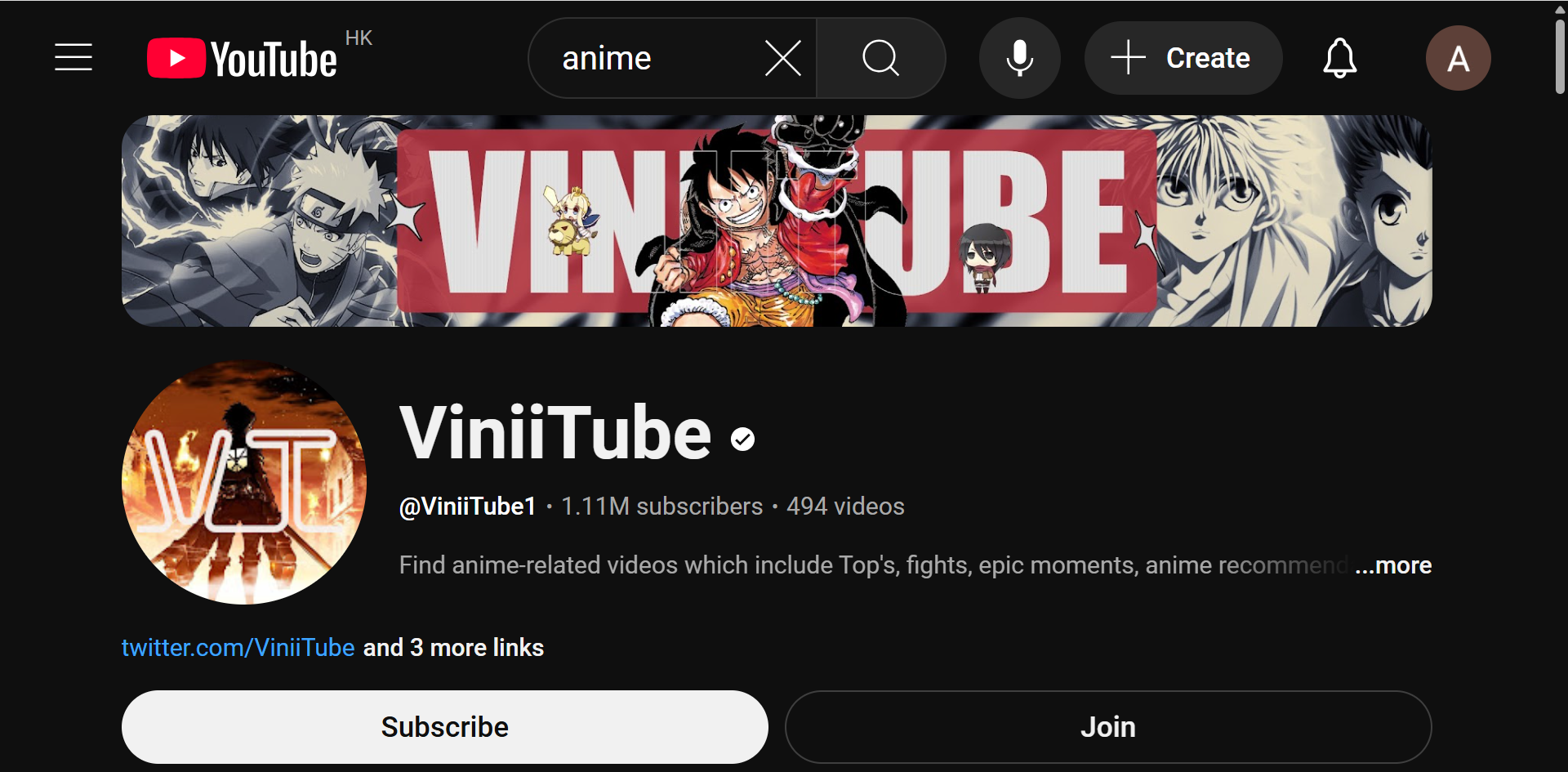 Considera usar banner de anime en YouTube