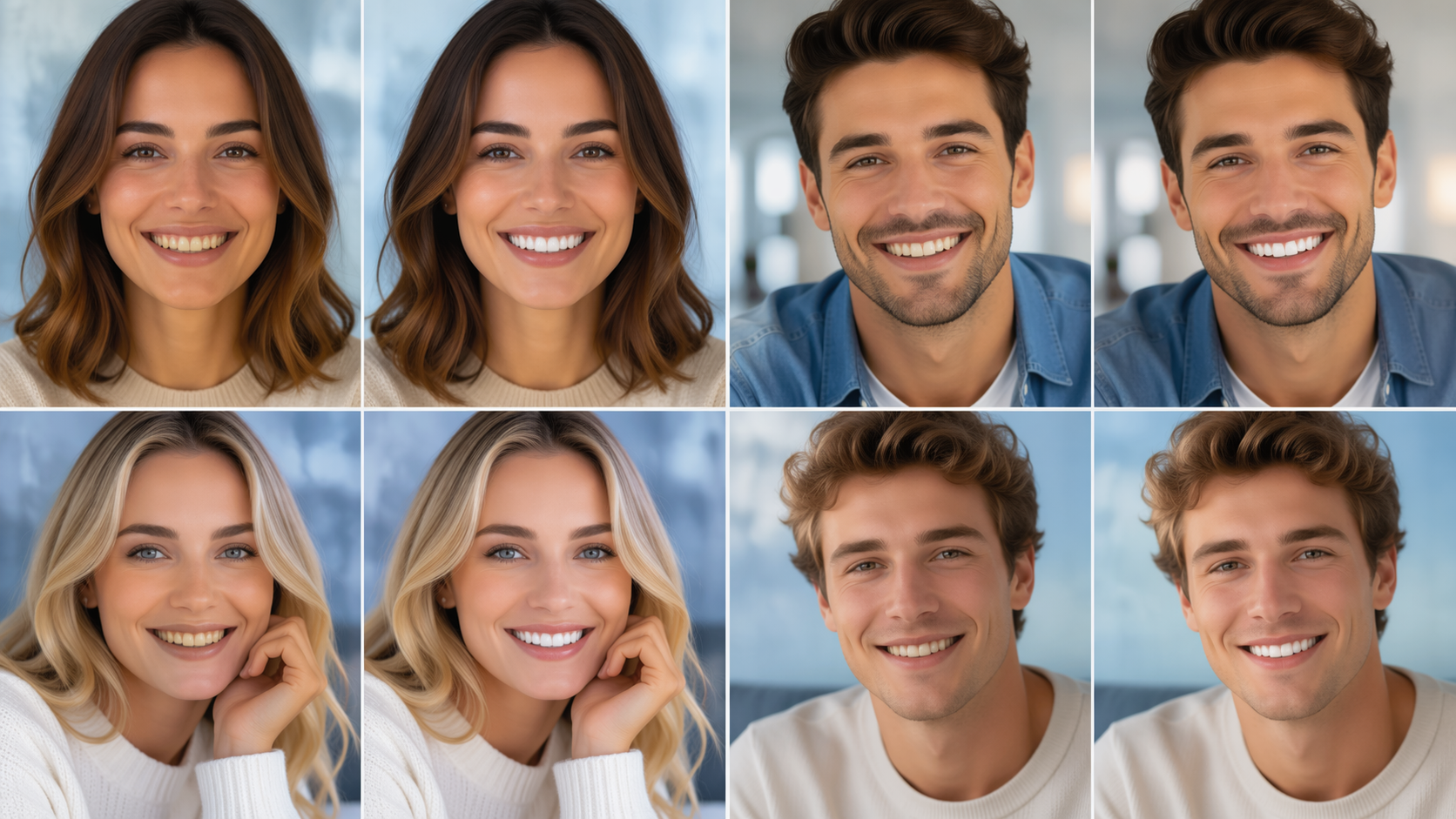 Dreamina teeth whitening filter prompt example 2: Smile Makeover Collage