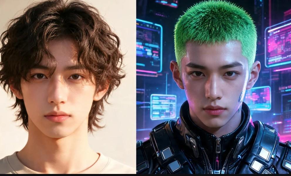 Edgy neon colored AI buzz cut prompt
