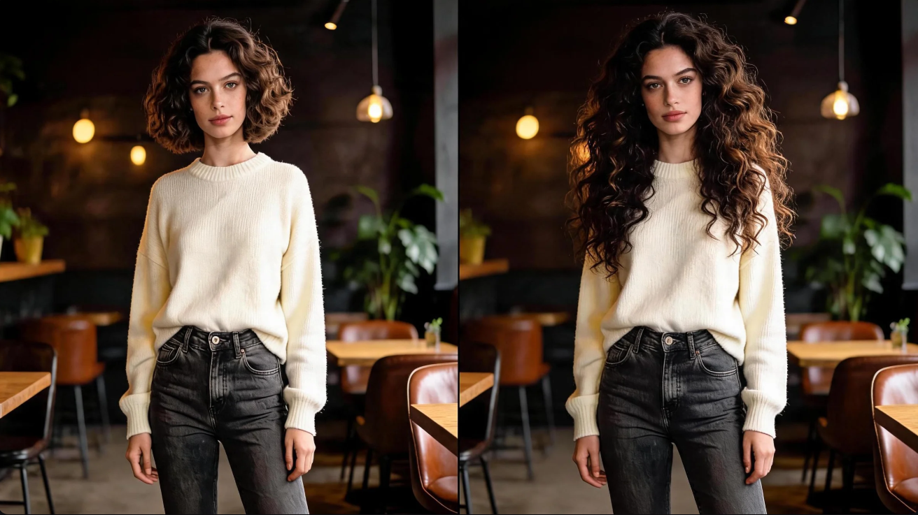 Invite pour le relooking des cheveux longs bouclés