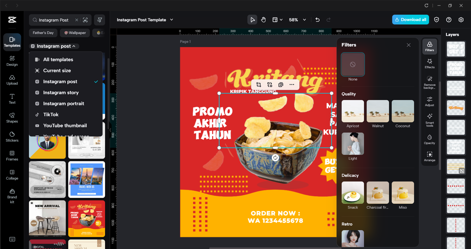 Schnittstelle des CapCut Desktop-Video-Editors - eine einfache Möglichkeit, Instagram-Vorlagen anzupassen