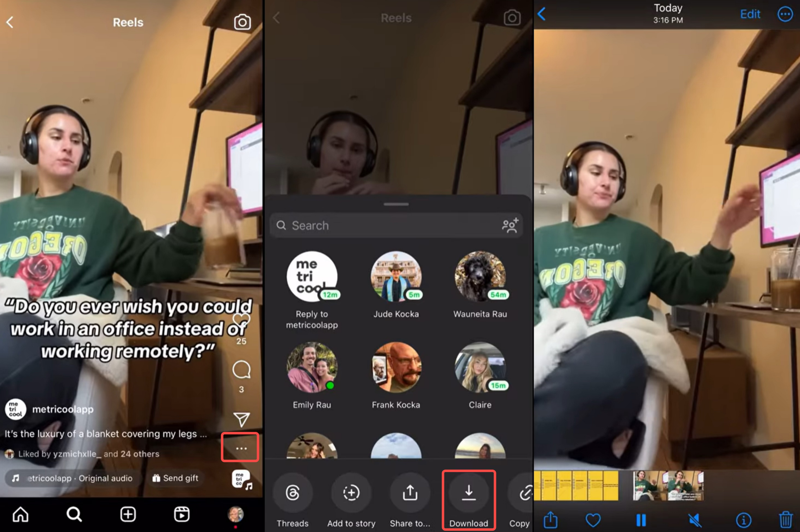 L'interface pour télécharger de courtes vidéos Instagram