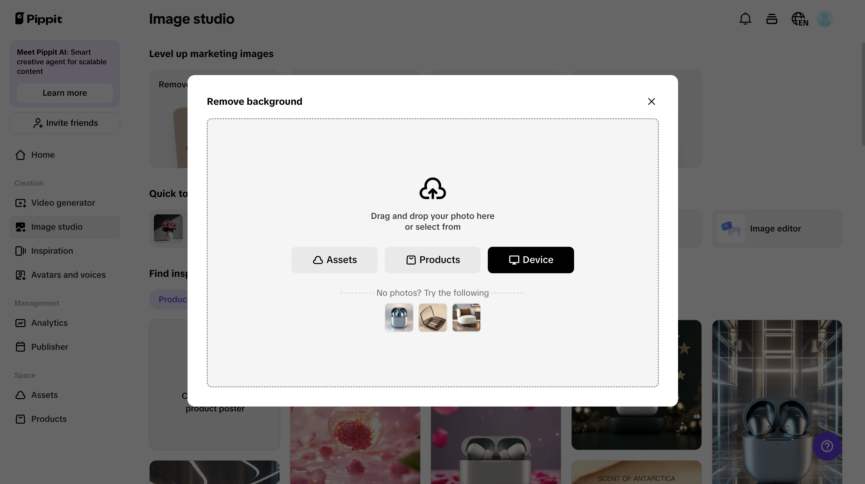 One-click background remover in Pippit