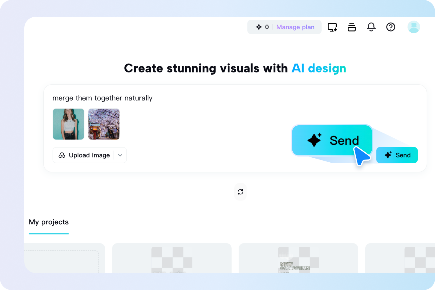 Enter a prompt to combine images with AI