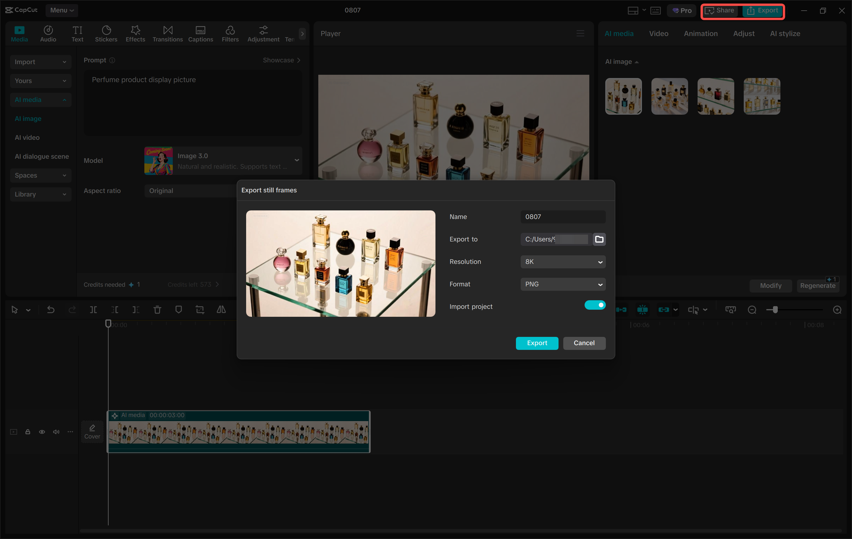 De AI-afbeeldingen downloaden vanuit de CapCut desktop video-editor