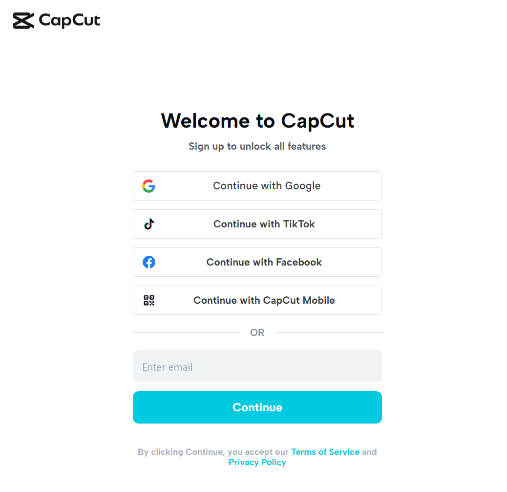 sign up a CapCut account
