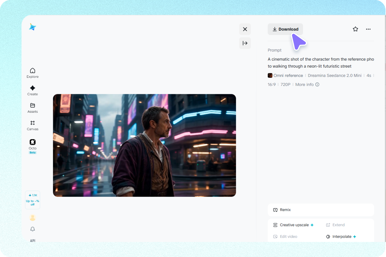 Generieren und Exportieren eines KI-Videos mit Seedance 2,0