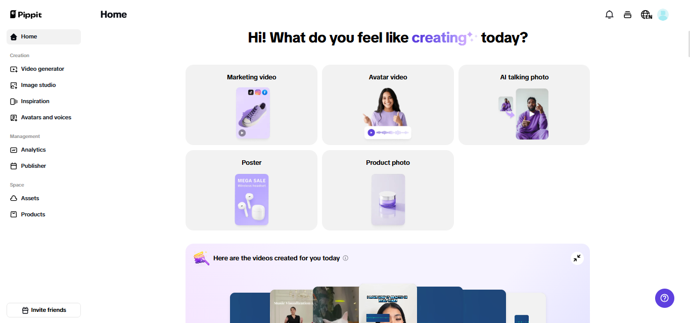 Pippit demo videogenerator