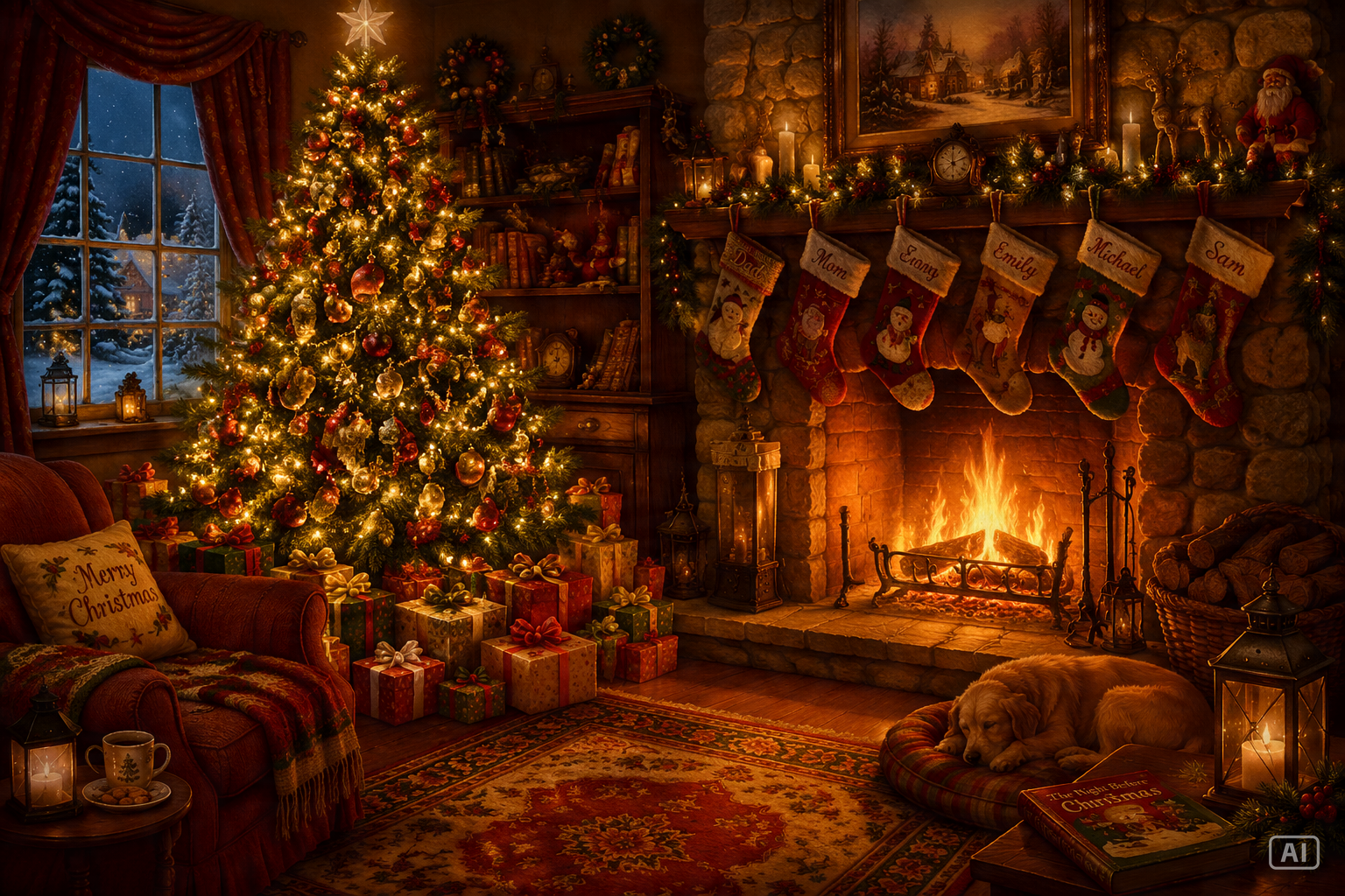 Cozy Christmas living room image generated by Pippit