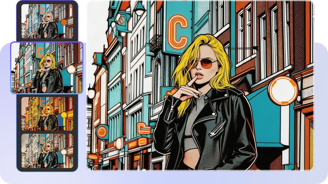 Crea múltiples variaciones pop con Agente Dreamina AI