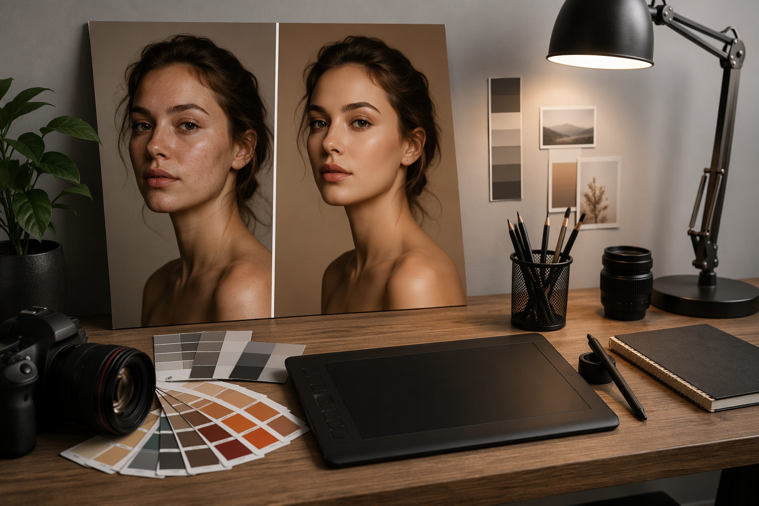 Dreamina Photopea 온라인 이미지 편집기 프롬프트 예 1: 레이어드 초상화 편집