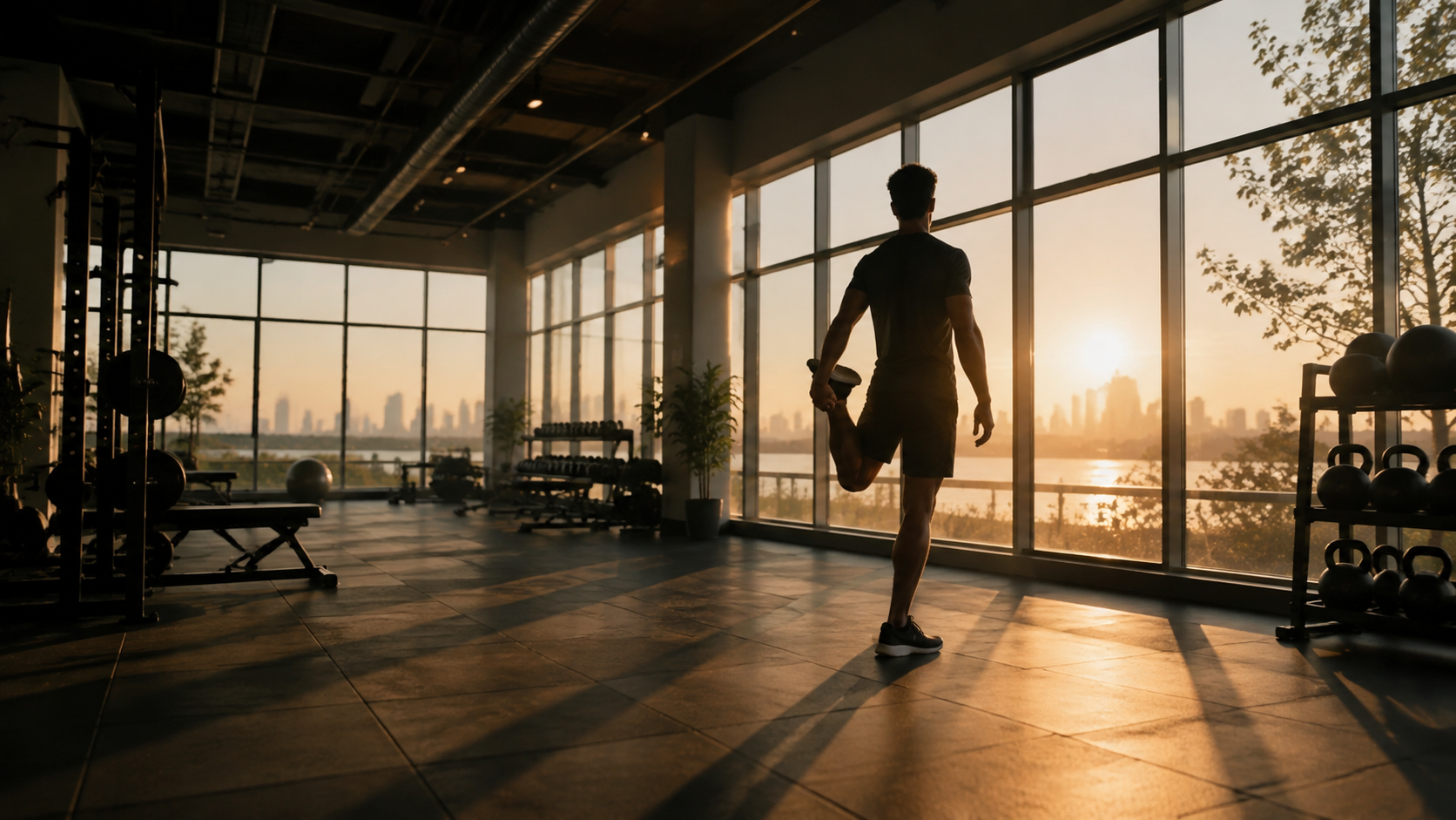 Athlete by Gym Windows