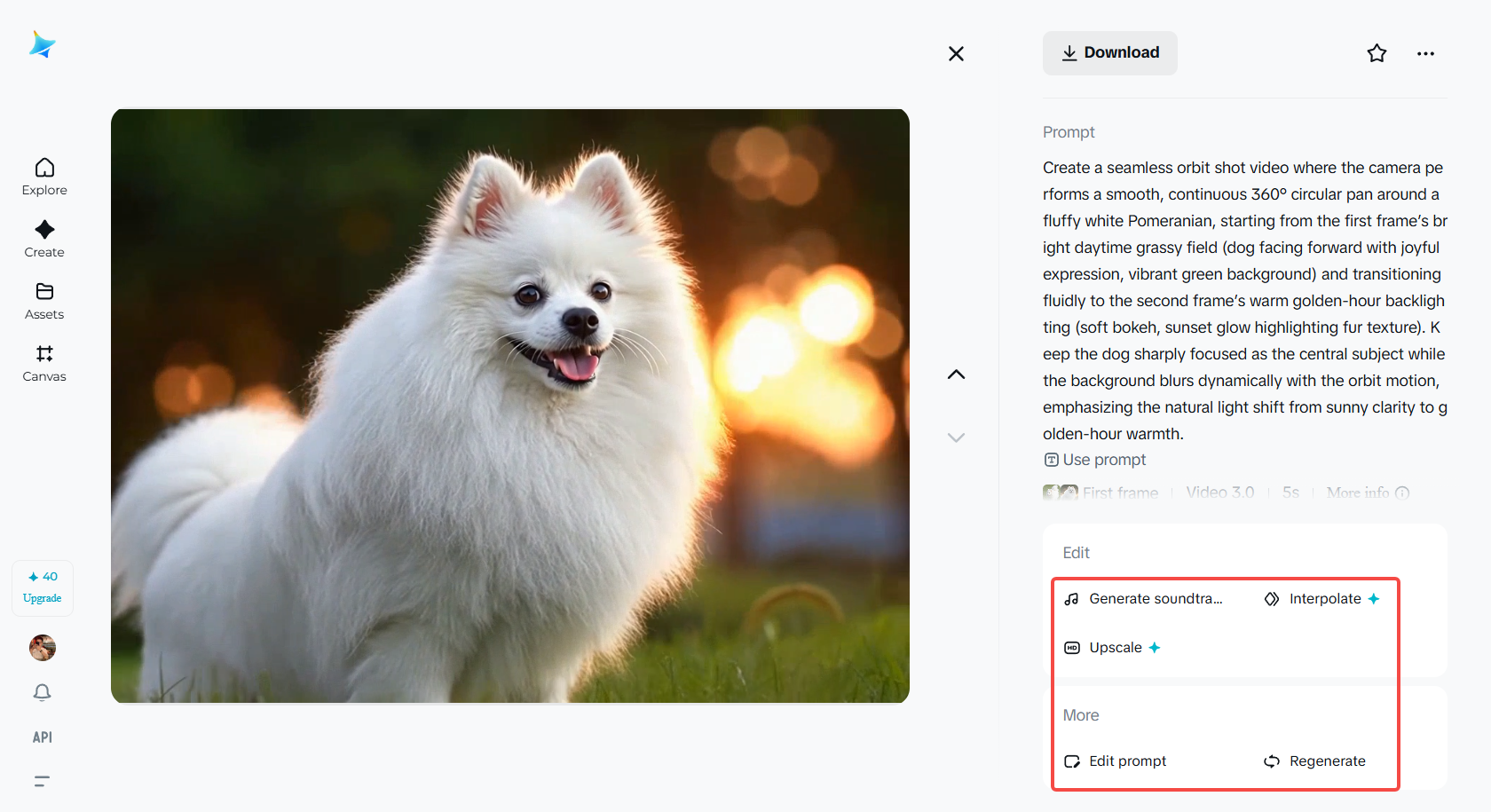 Modifica il video orbitale generato