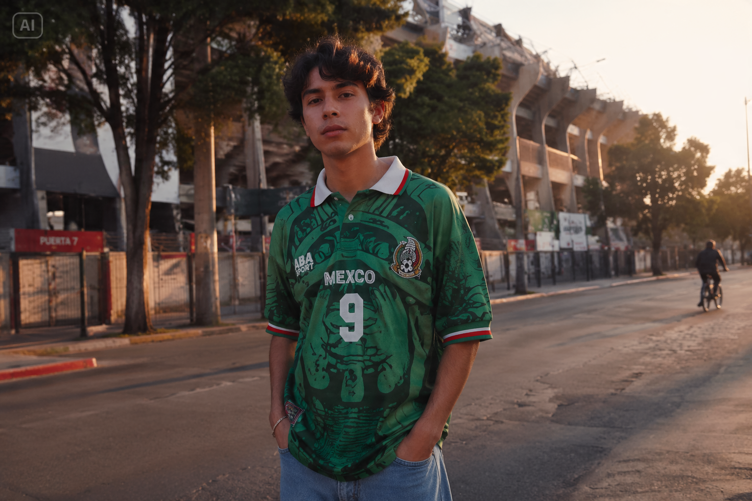 ภาพถนนเสื้อฟุตบอลเม็กซิโกวินเทจ