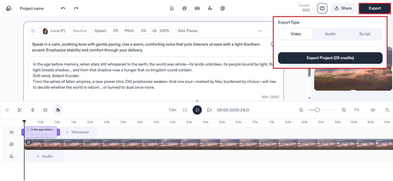 Descarga tu video con voz en off