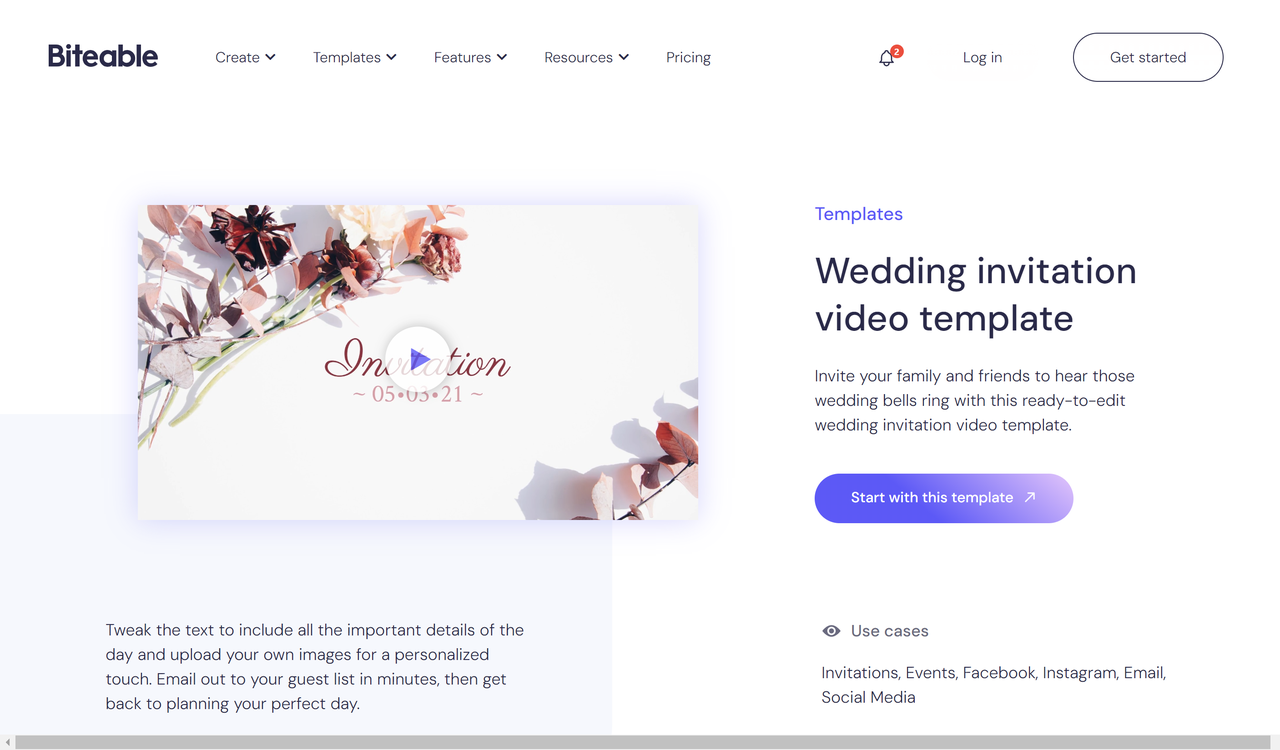 Beißbarer Hochzeitseinladungs-Videovorlagen-Editor - Video-Hochzeitseinladungsvorlagen kostenloser Download