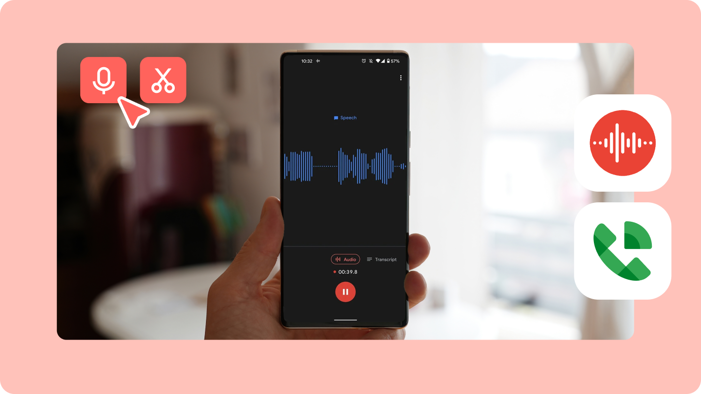 Das Plaud Note-Gerät wird an der Rückseite eines Smartphones befestigt.