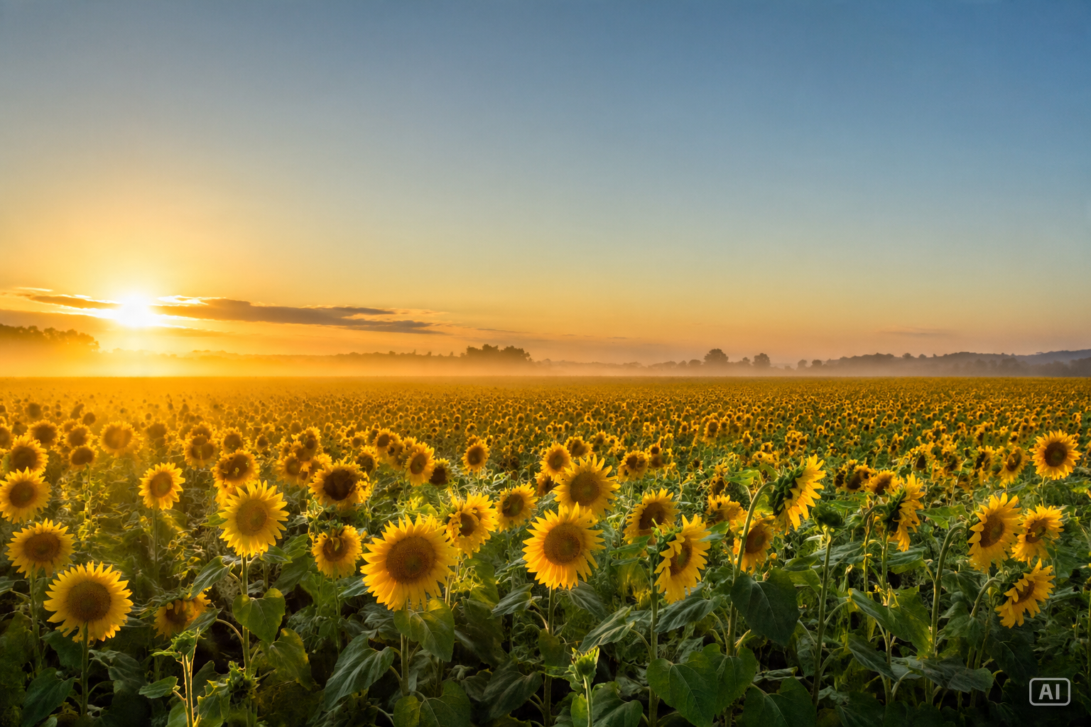 Sunflower field good morning image generated by Pippit