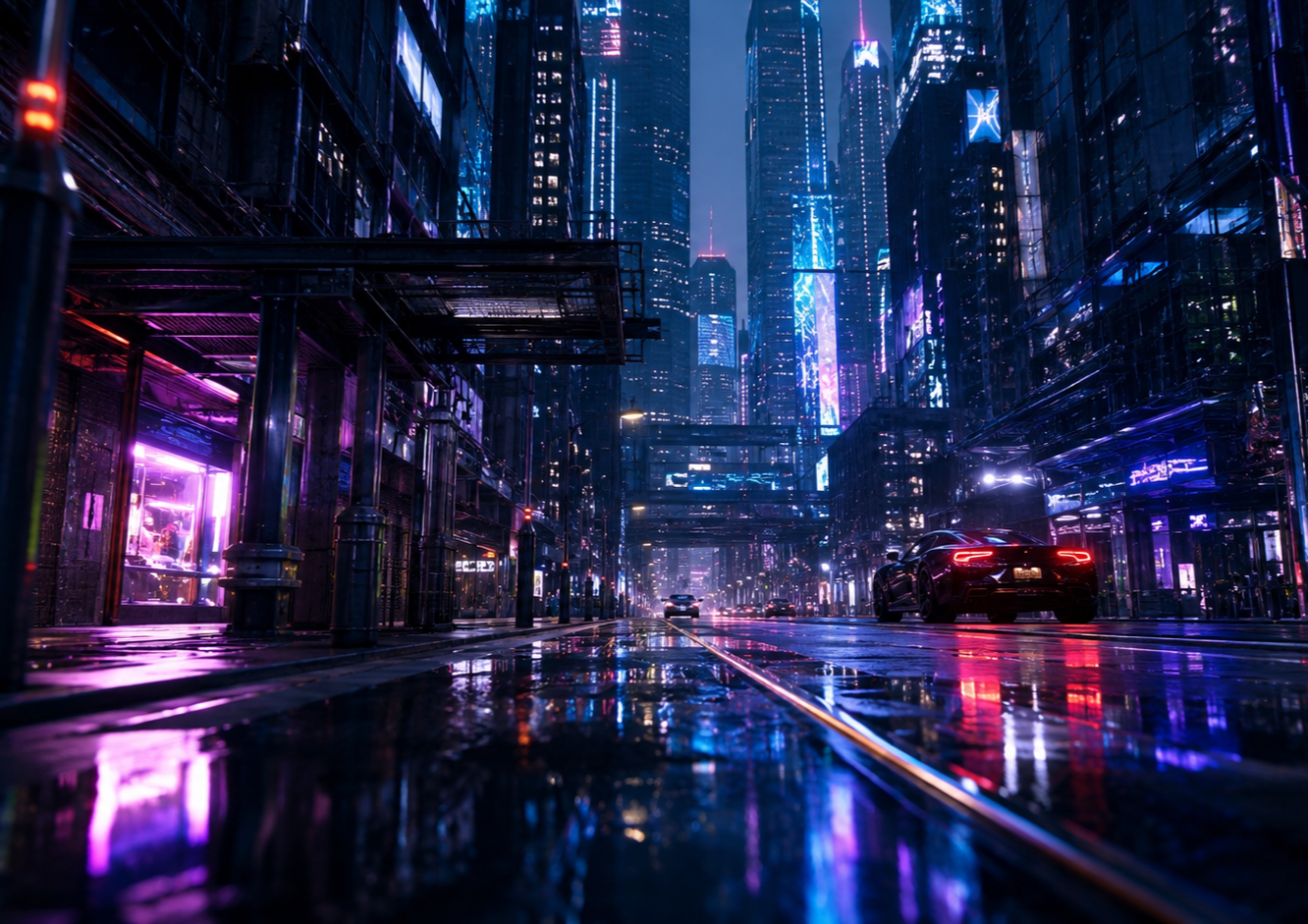 Video despre orașul cyberpunk cinematografic