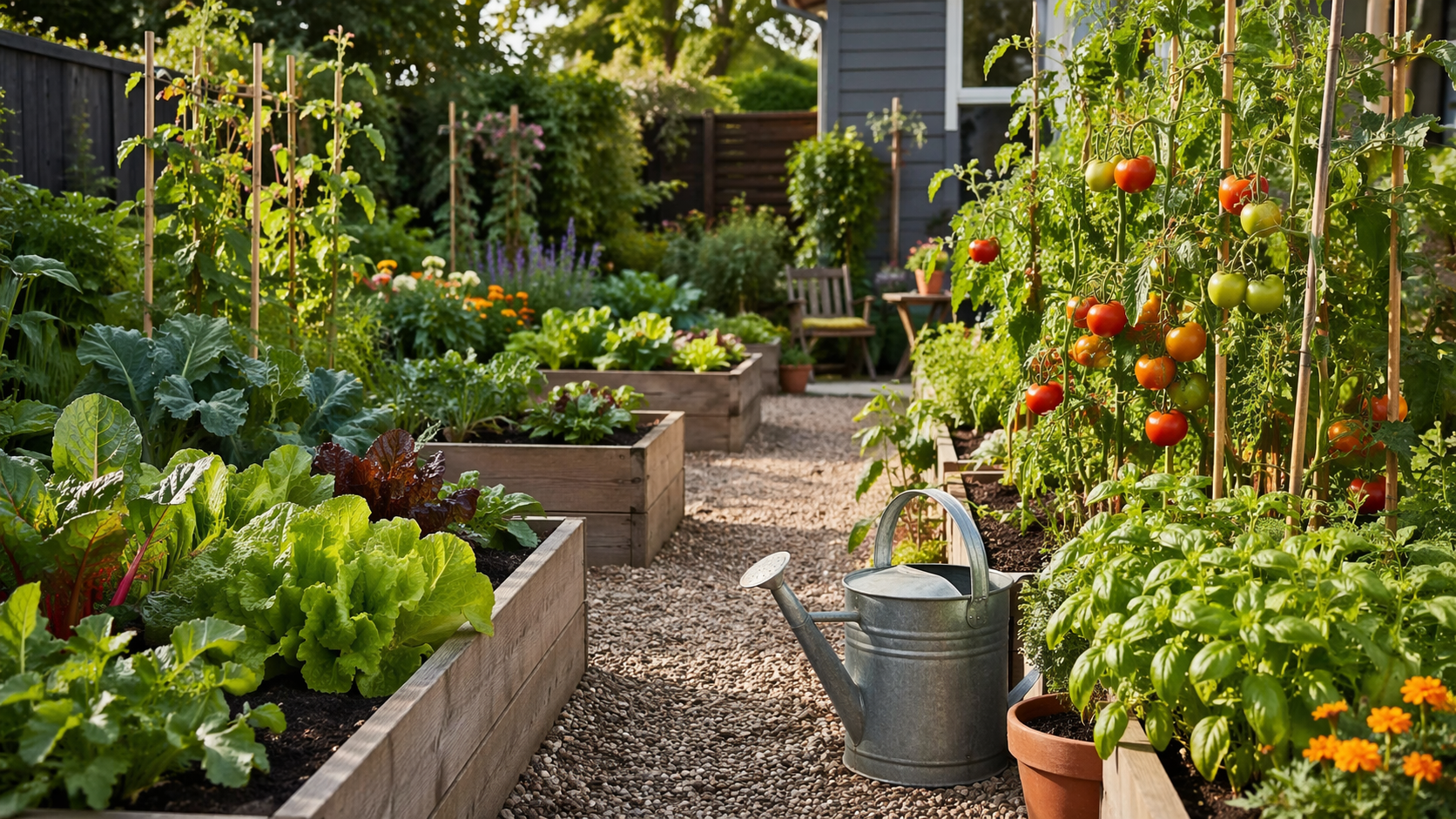 Dreamina gardening ideas prompt example 2: Raised Vegetable Beds