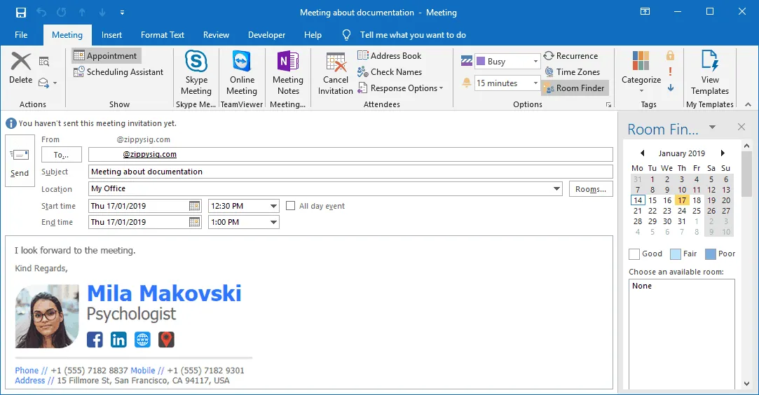 Signaturblock i Outlook