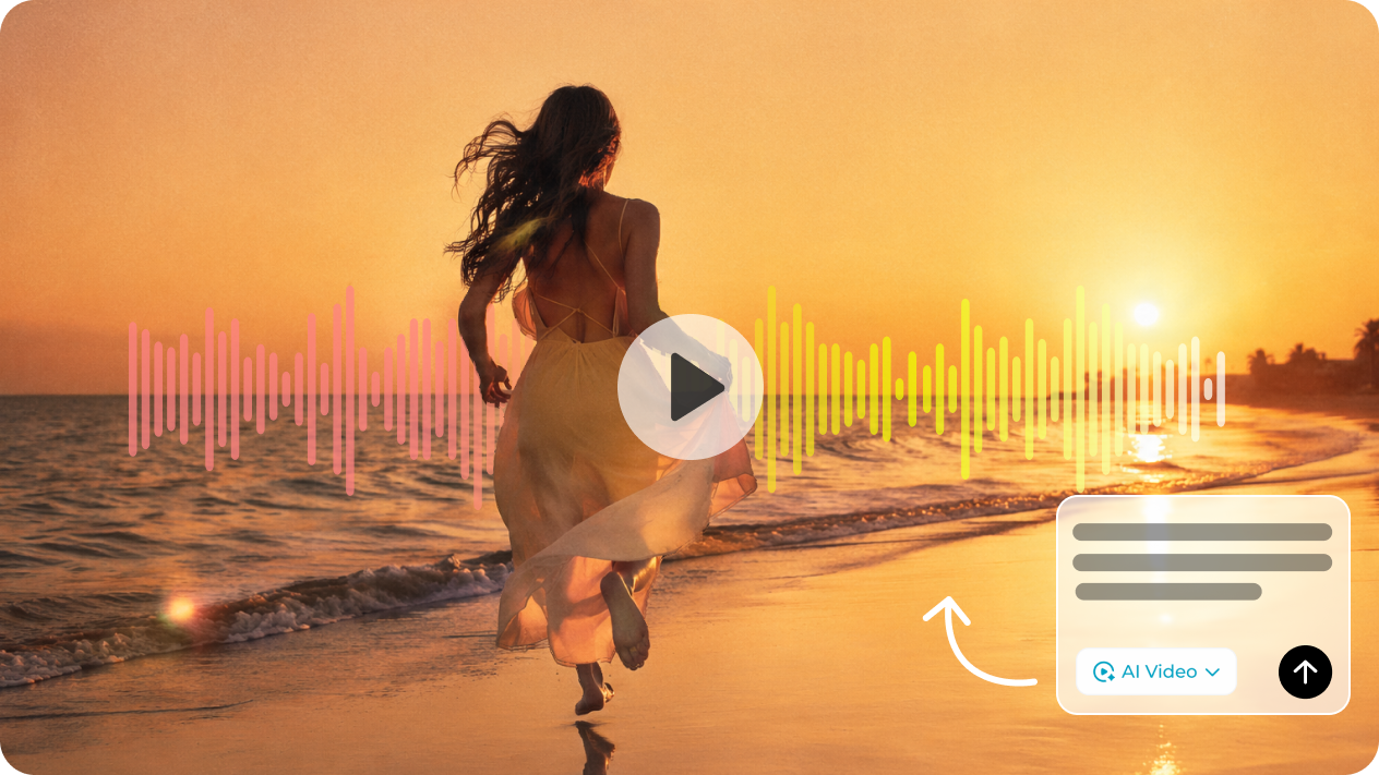 Generate viral beach walk clips with synced audio and actions