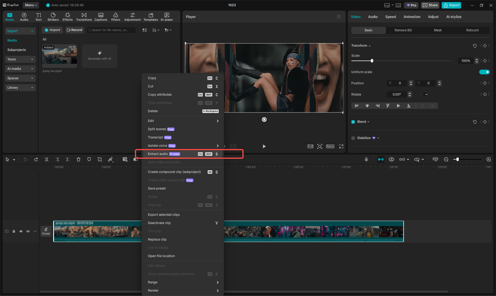 convertire video in mp3 con capcut