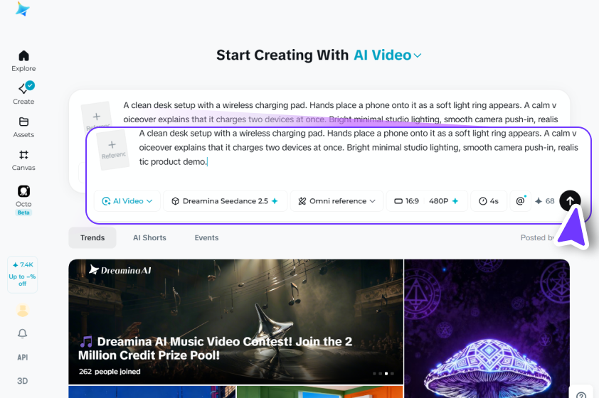 Write your script or upload a product photo