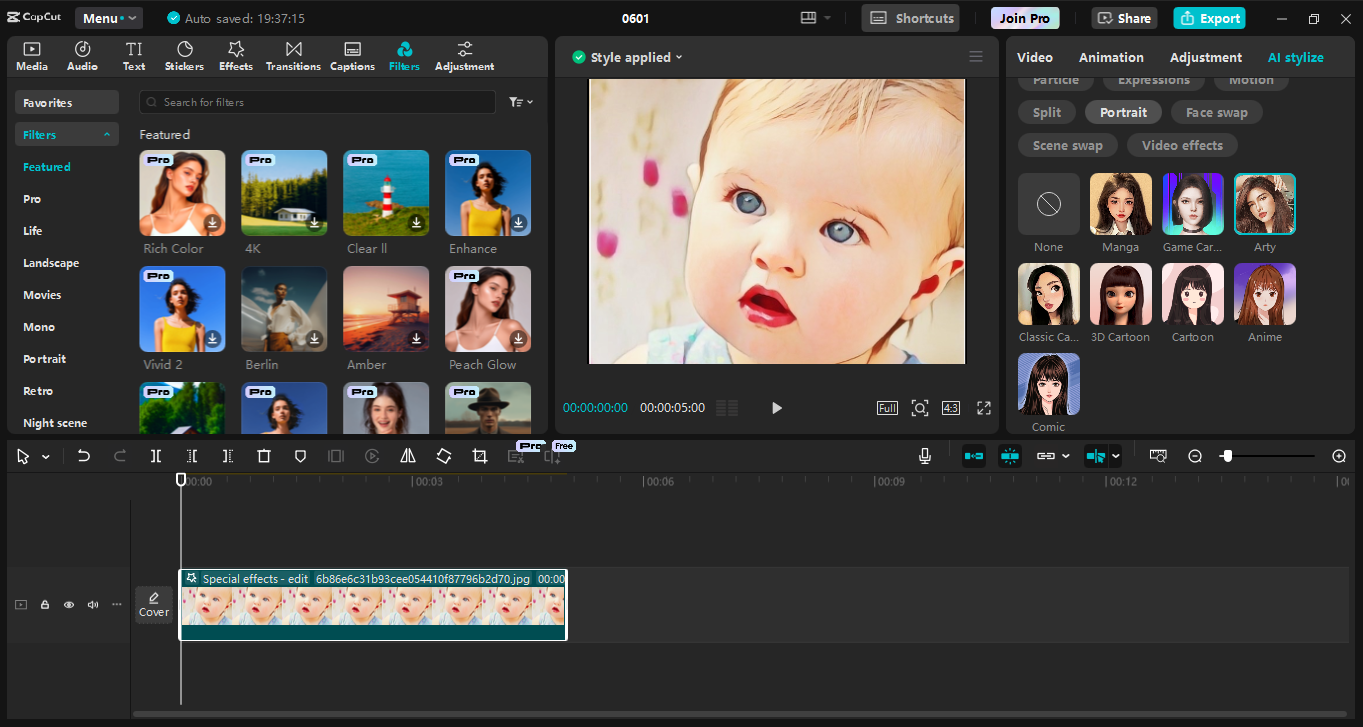 Ang interface ng CapCut desktop video editor
