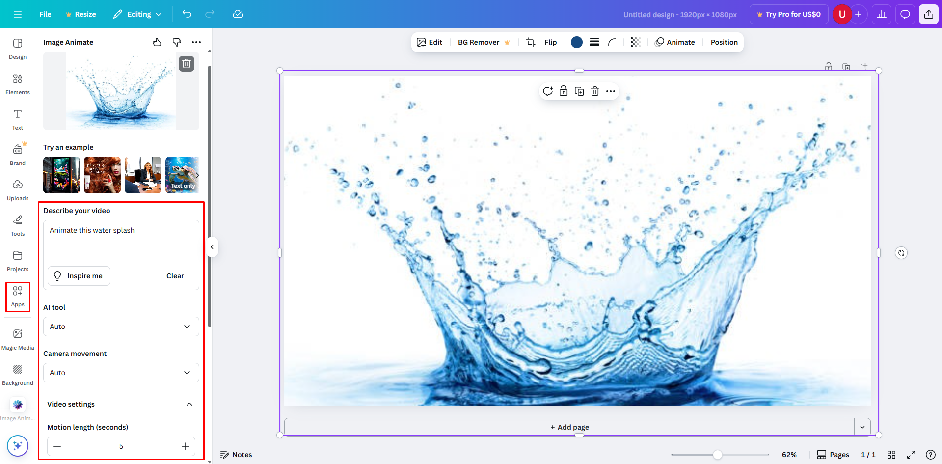 Sử dụng hình ảnh Canva AI vào công cụ video