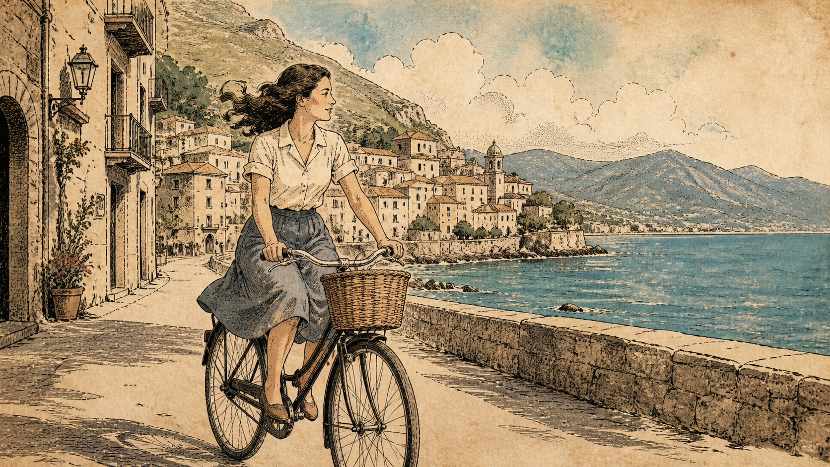 Vintage Inchiostro a Mano Illustrato Stile originale 16: 9 effetto visivo 2