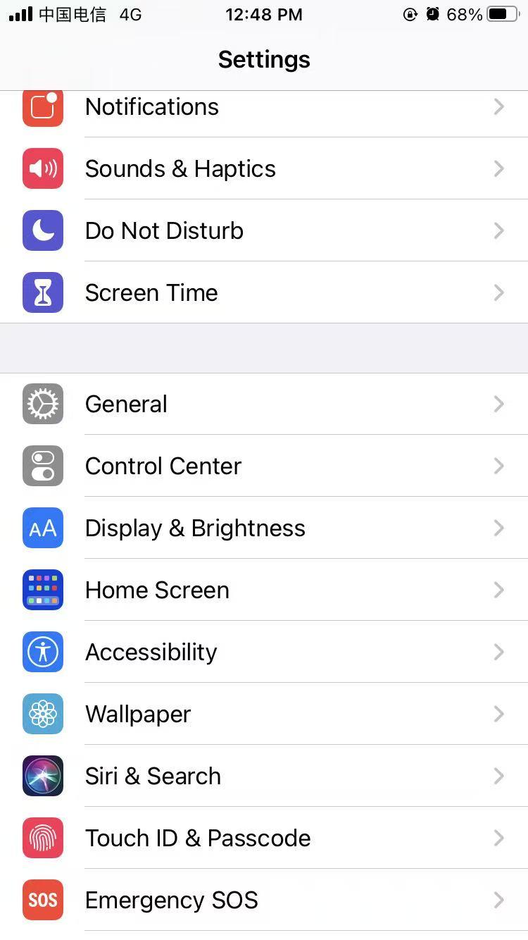 Pangkalahatang mga setting ng iOS system