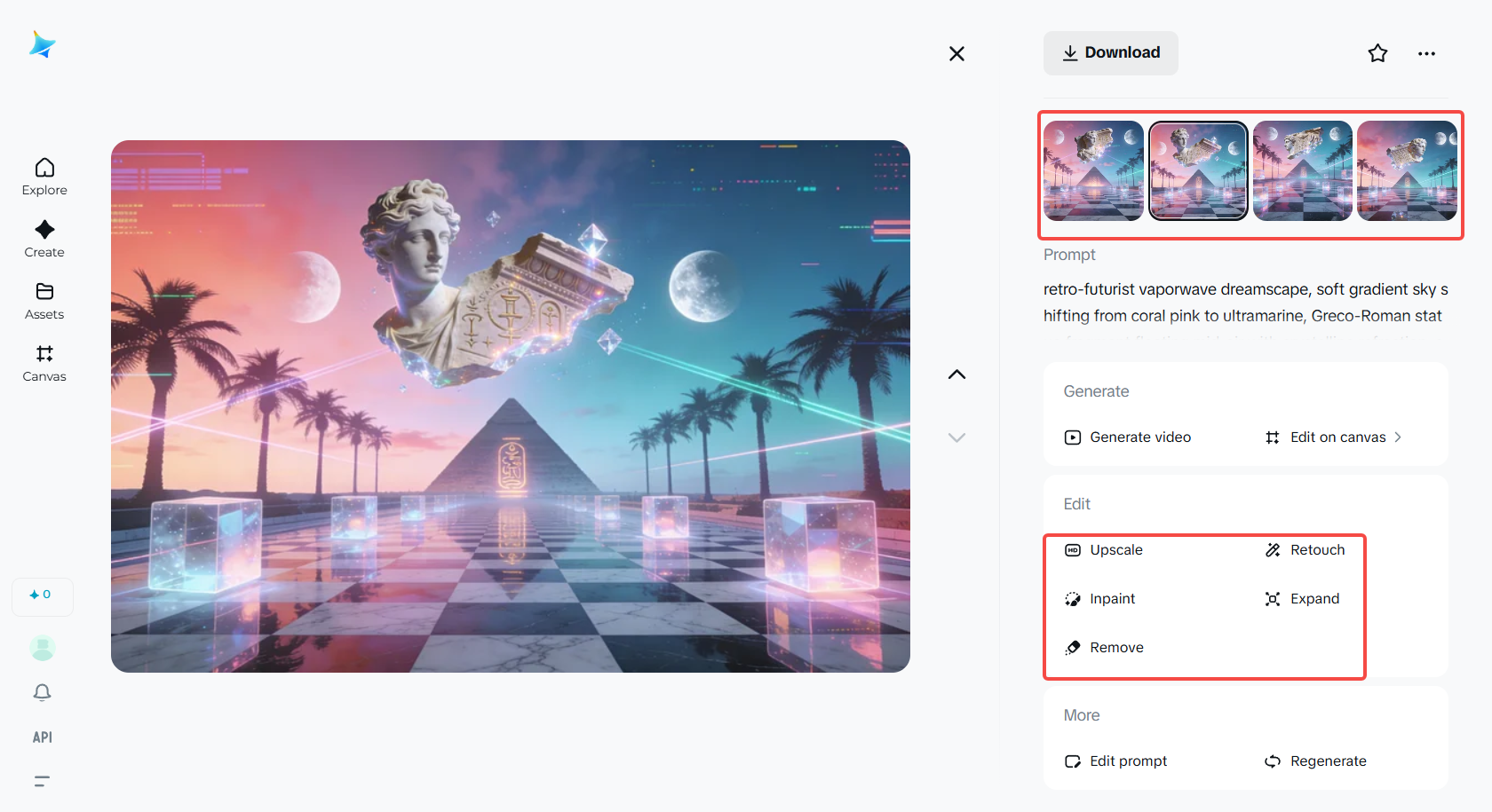 Edit vaporwave images with Dreamina tools