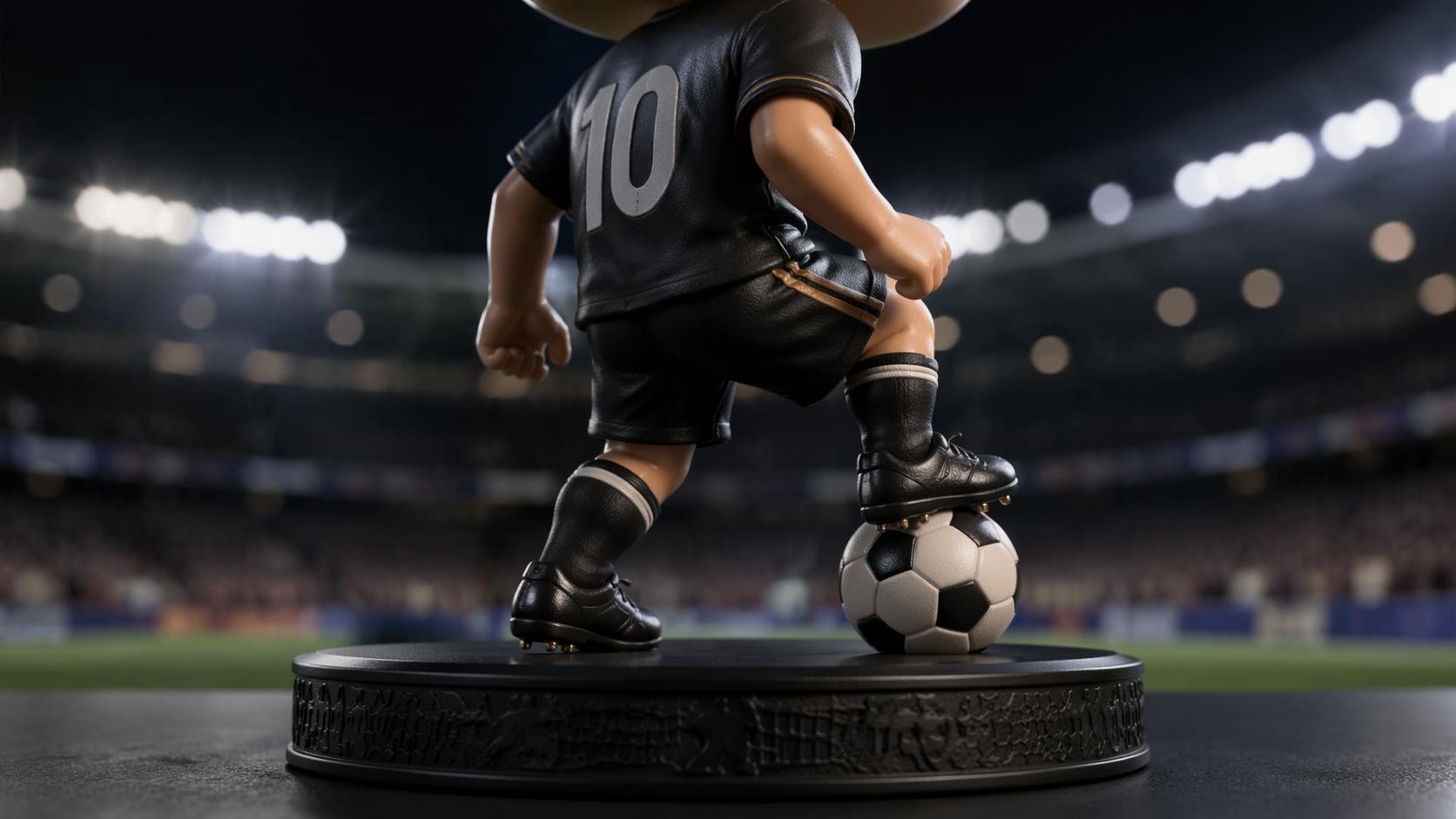Sports bobblehead jersey number and engraved base detail