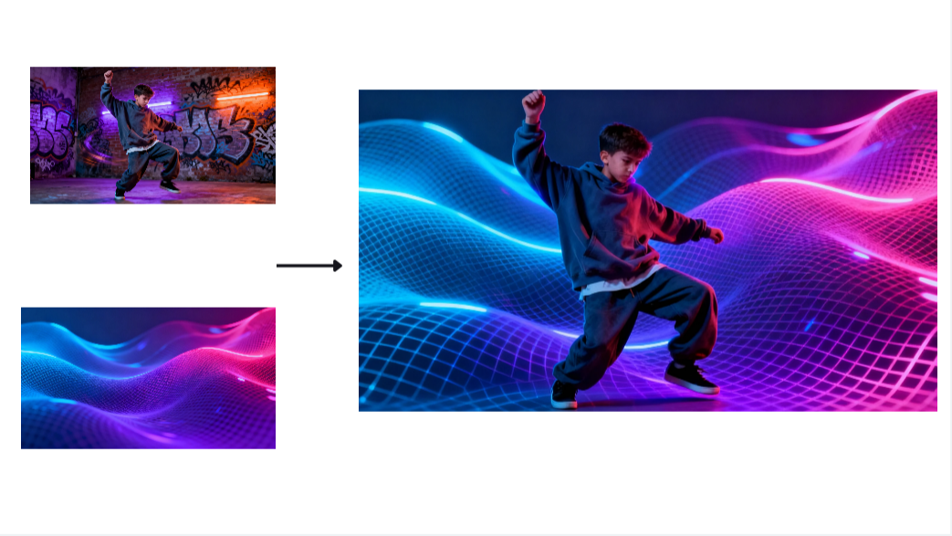 Funktion zur Fusion von mehreren Bildern von Dreamina