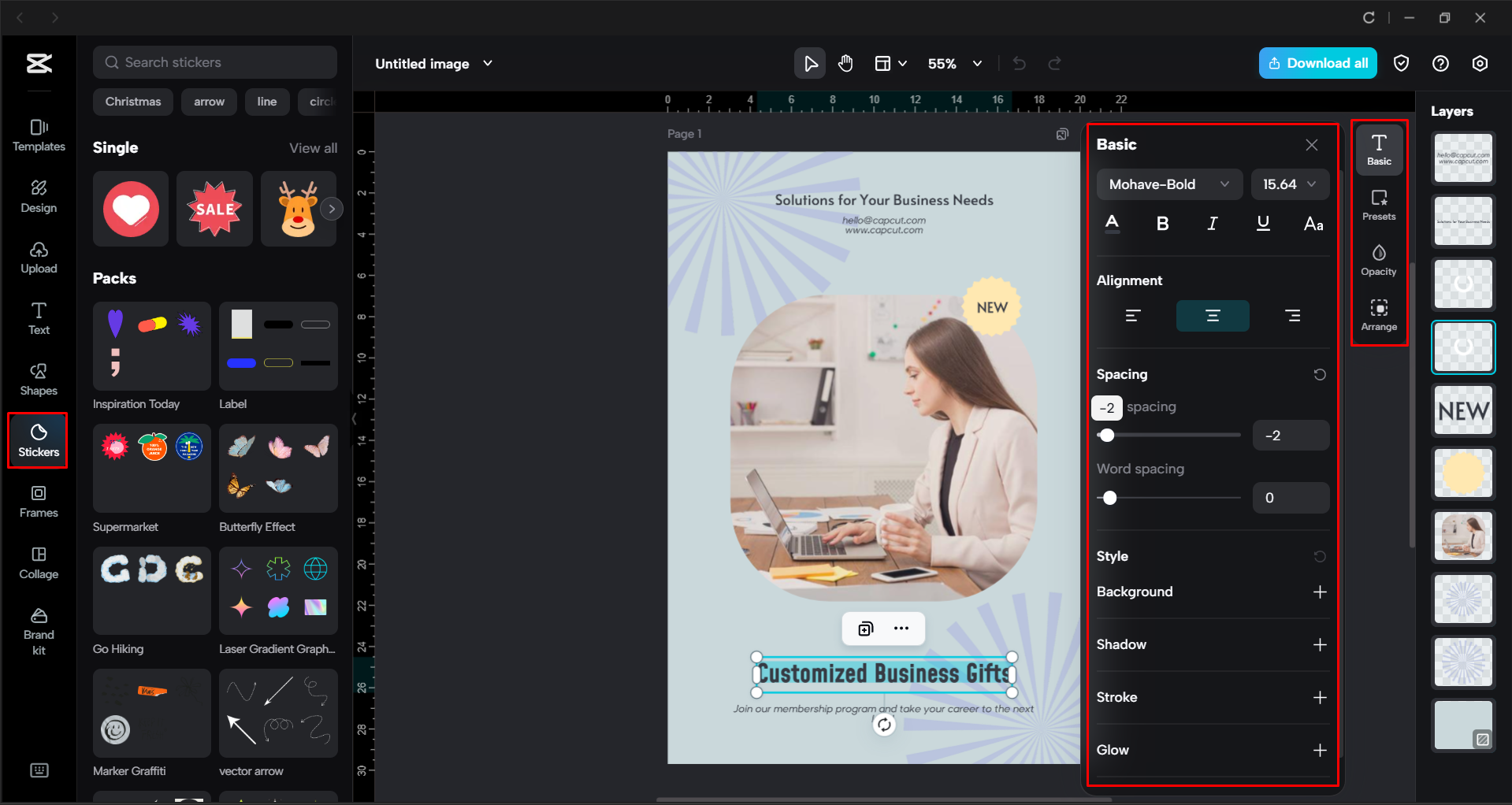 Aggiungere testo al volantino nell'editor video desktop di CapCut