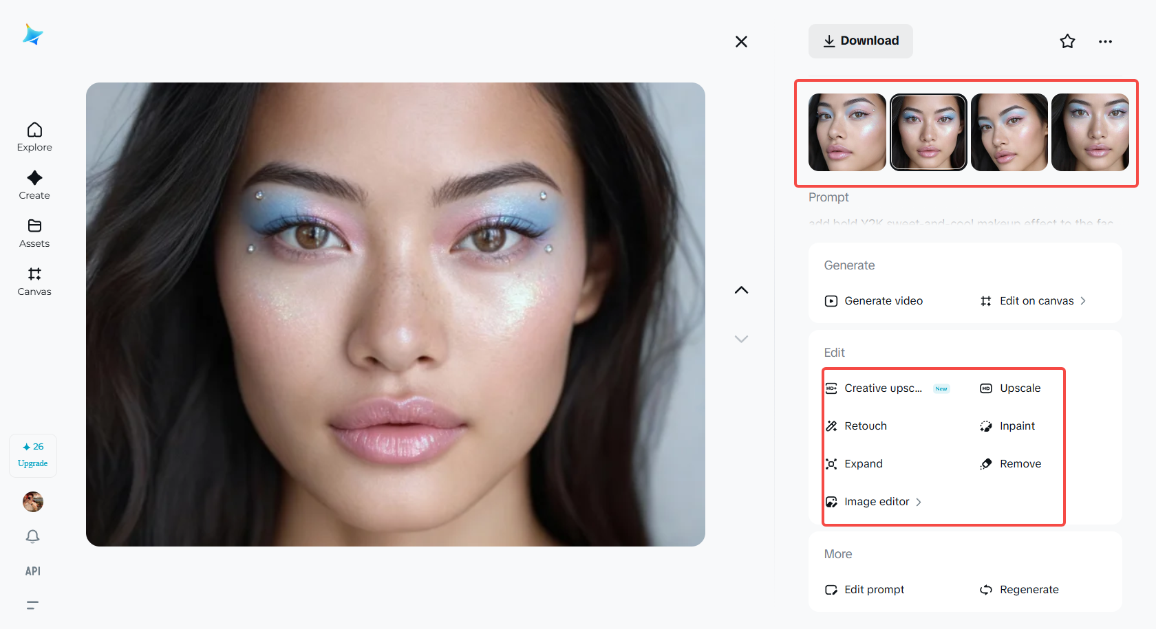 Editing and enhancing the photo in Dreamina