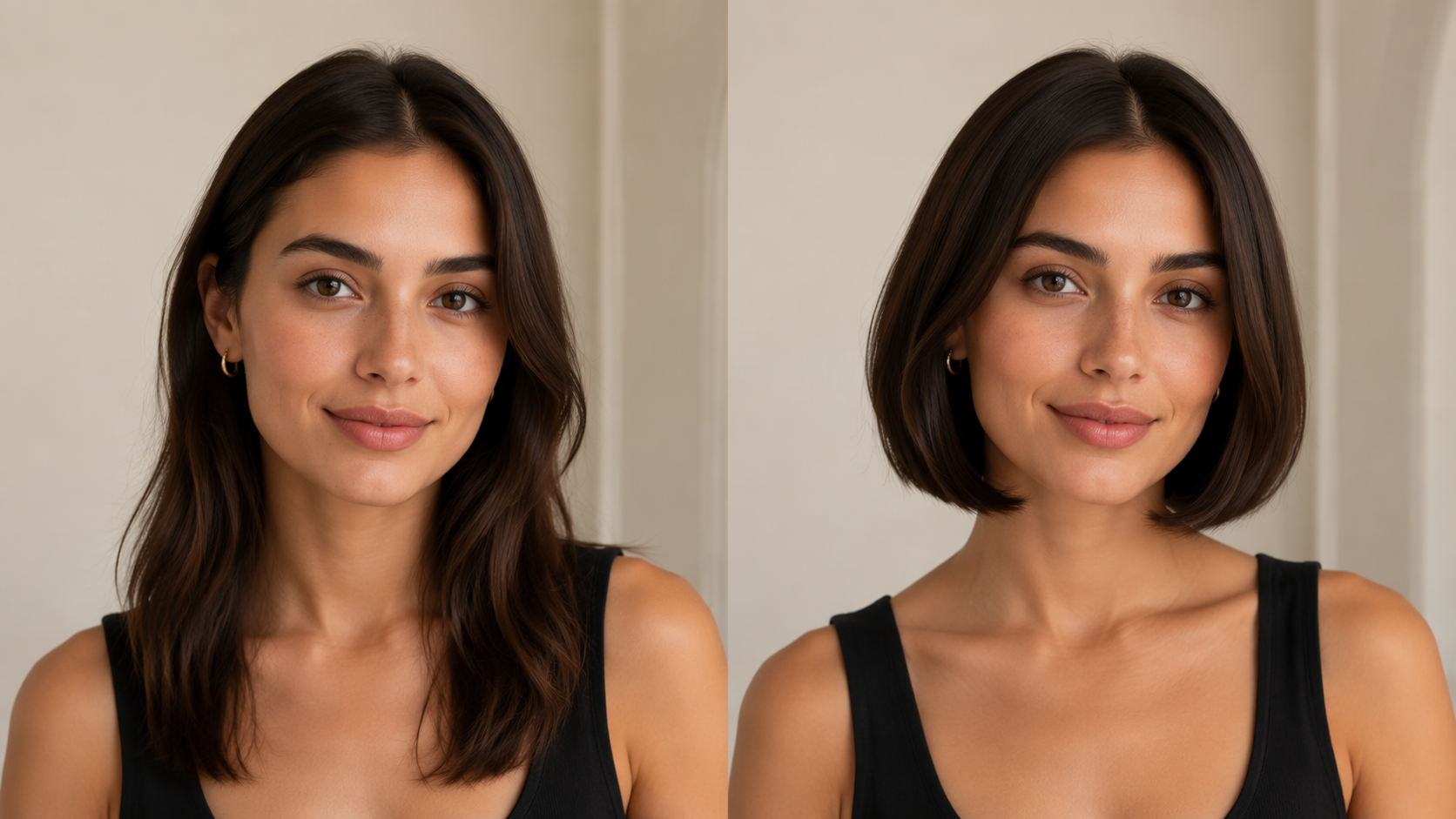 Dreamina virtual hairstyle try on prompt example 2: sleek bob hairstyle preview