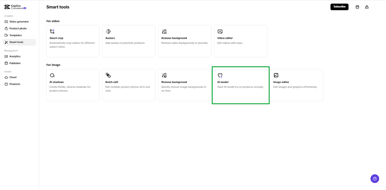 Smart Tools dan AI Model - Pippit