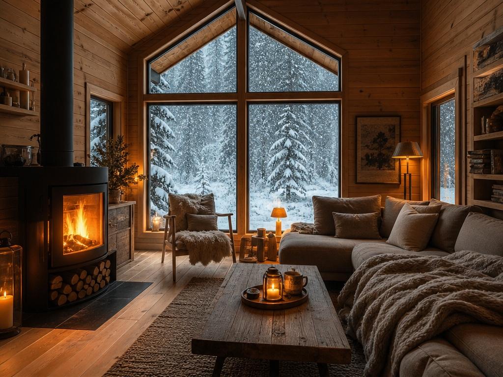 Banana Prompts for AI Image Creation prompt example 3 - Snowy cabin interior