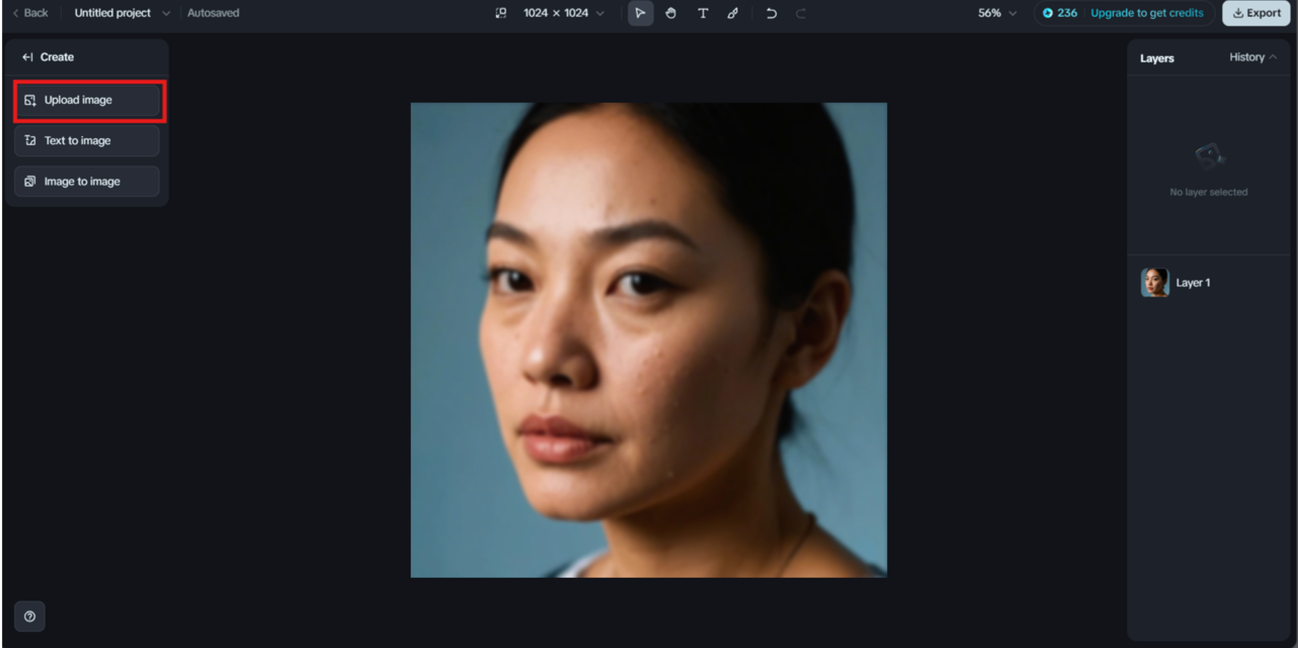 Upload your photo to automatic enhance with AI